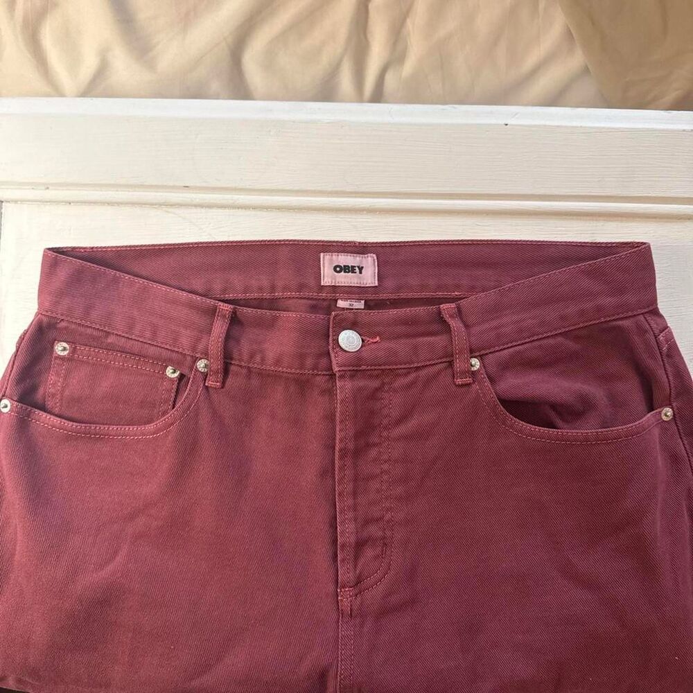 Obey Men's Burgundy and Red Trousers